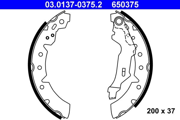 ATE 03.0137-0375.2 Brake shoe set