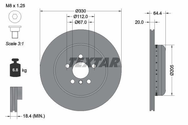 TEXTAR 92305125 Brake disc