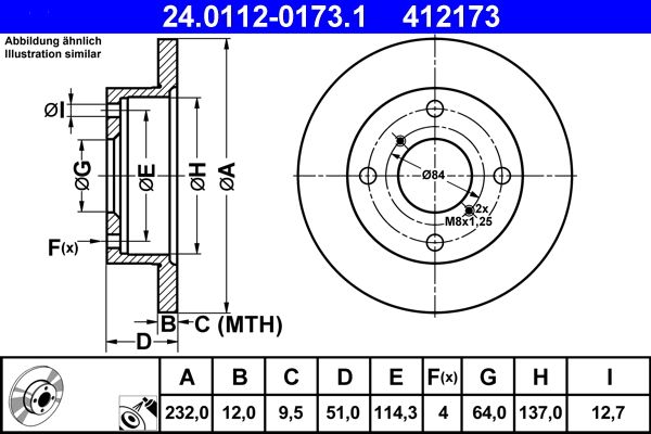 ATE 24.0112-0173.1 Brake disc