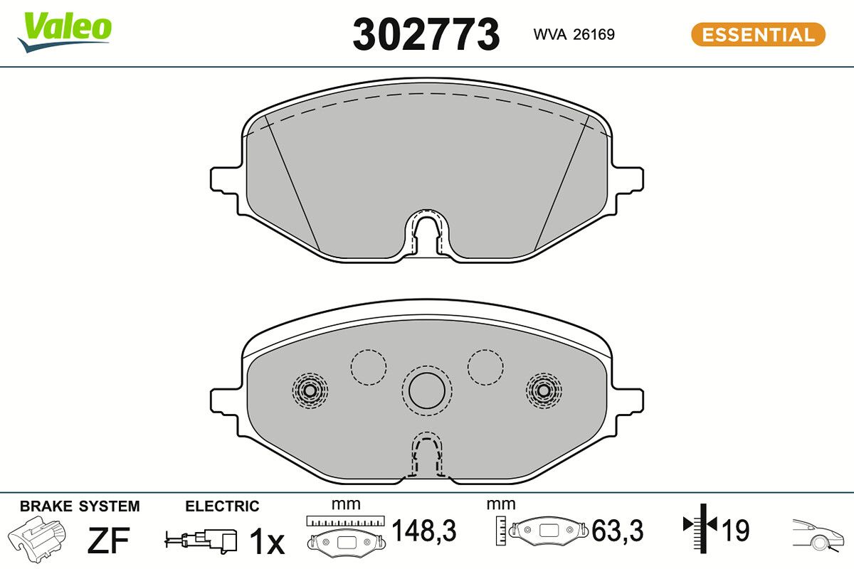 VALEO 302773 Brake pad set, disc brake