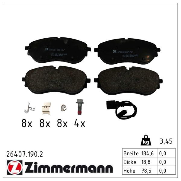 ZIMMERMANN 26407.190.2 Brake pad set, disc brake