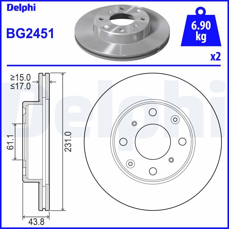 DELPHI BG2451 Brake disc