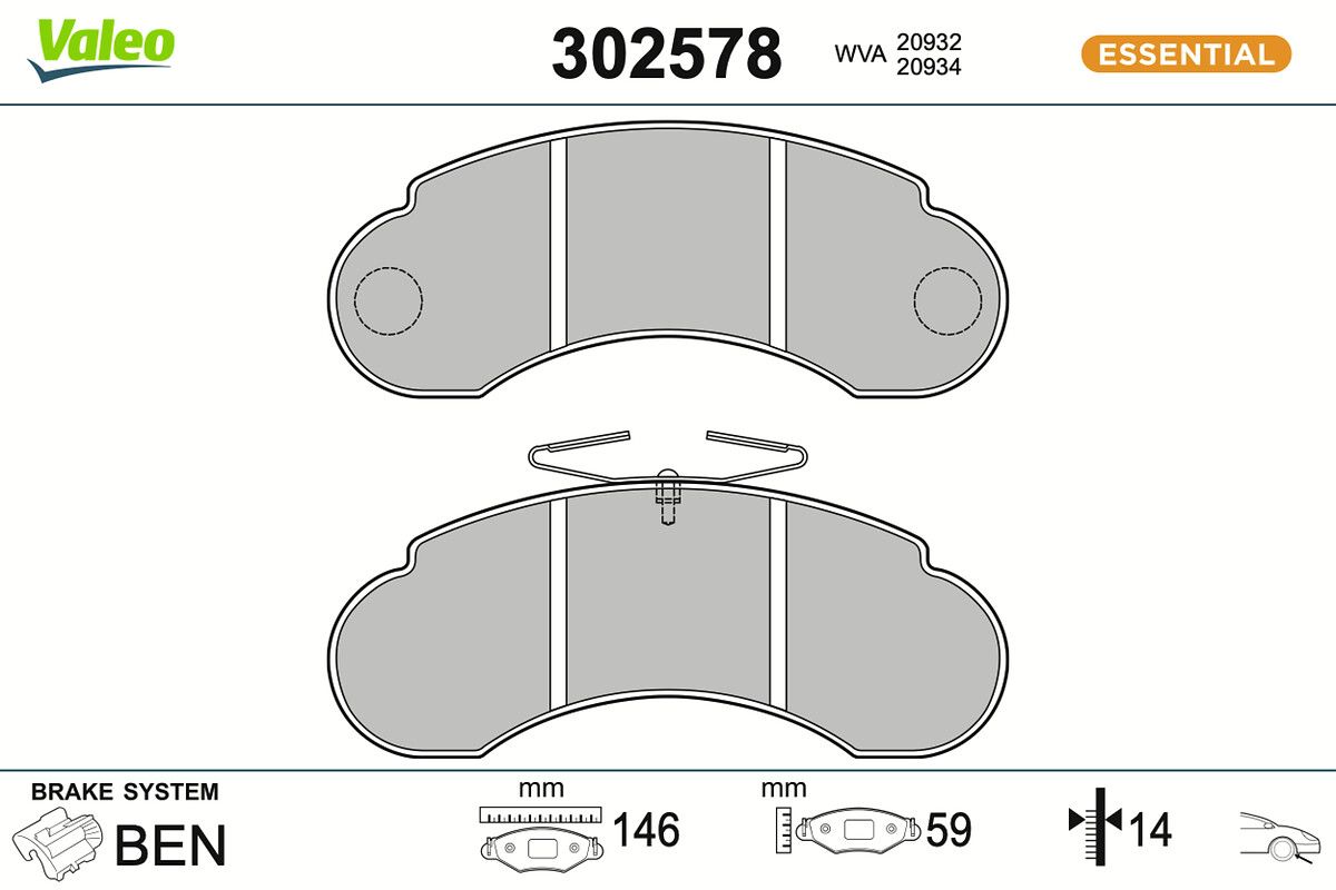 VALEO 302578 Brake pad set, disc brake