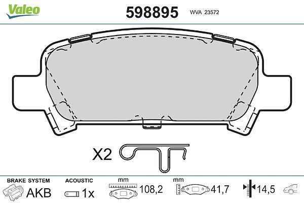 VALEO 598895 Brake pad set, disc brake