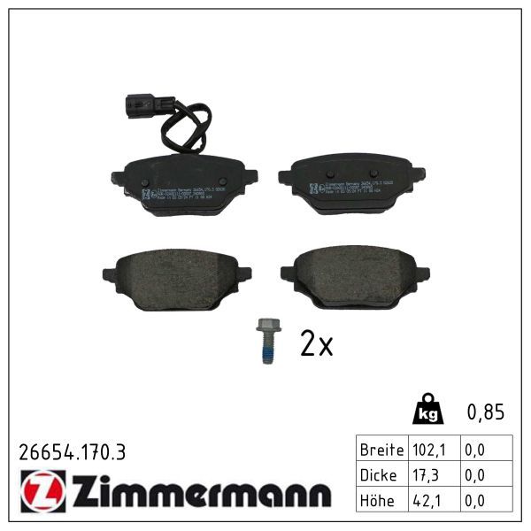 ZIMMERMANN 26654.170.3 Brake pad set, disc brake
