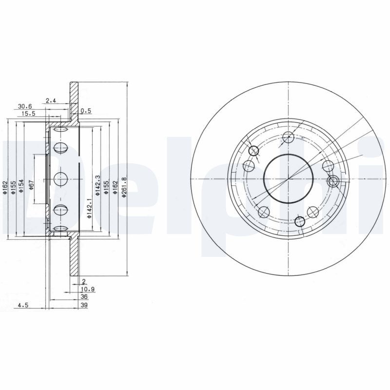 DELPHI BG2288 Brake disc