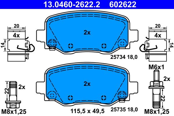ATE 13.0460-2622.2 Brake pad set, disc brake