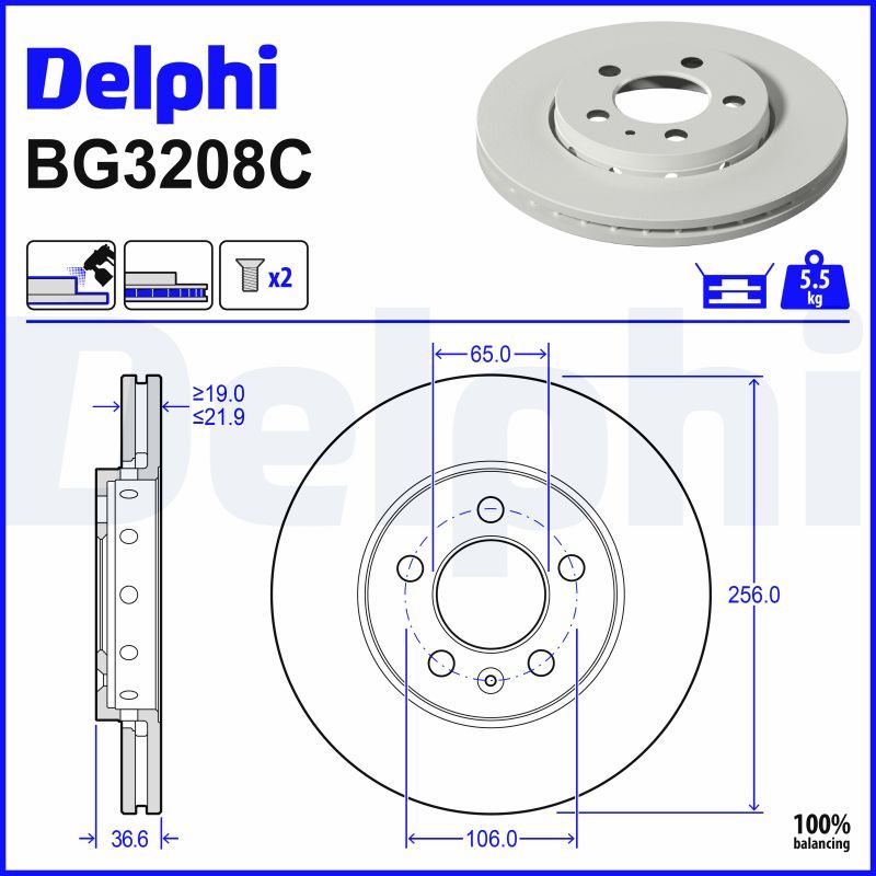 DELPHI BG3208C Brake disc