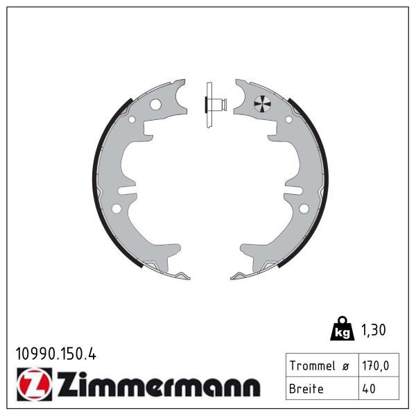 ZIMMERMANN 10990.150.4 Brake shoe set, parking brake