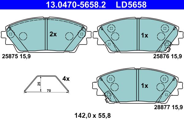 ATE 13.0470-5658.2 Brake pad set, disc brake