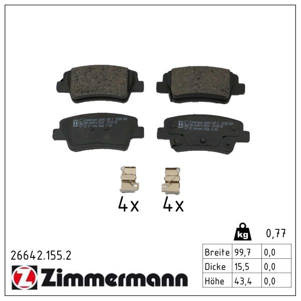 ZIMMERMANN 26642.155.2 Brake pad set, disc brake