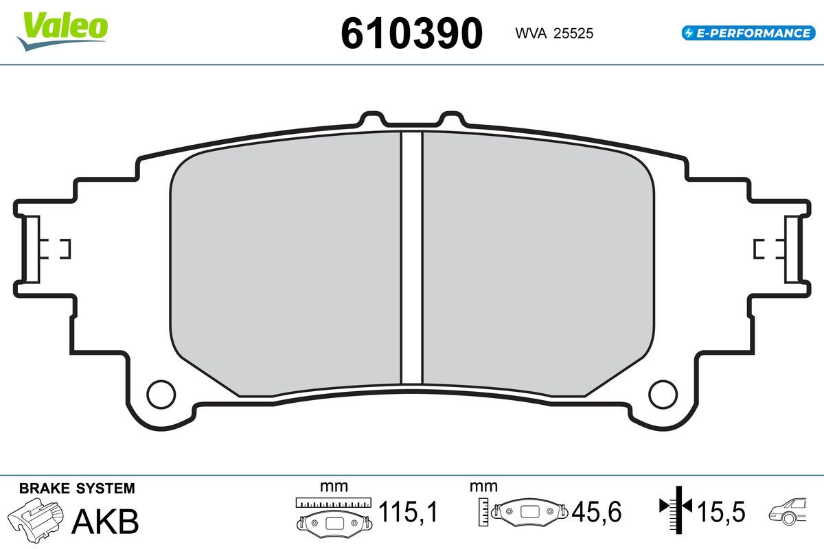 VALEO 610390 Stabdžių trinkelių rinkinys, diskinis stabdys