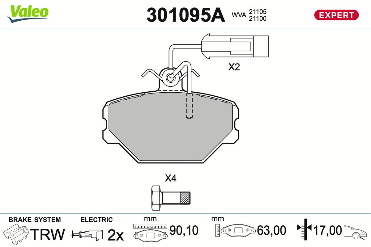 VALEO 301095A Brake pad set, disc brake