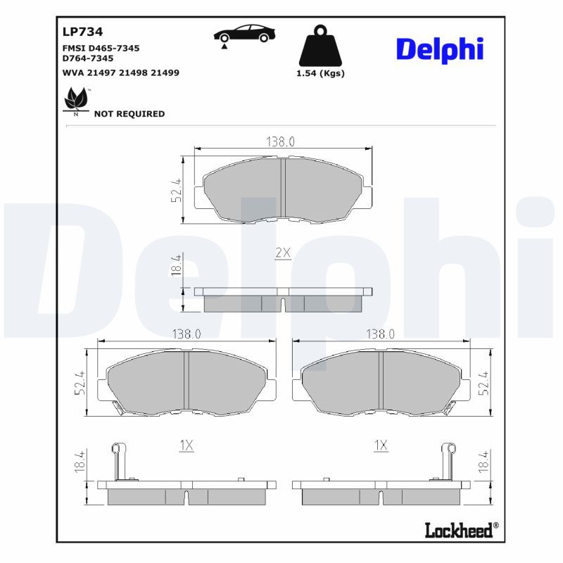 DELPHI LP734 Brake pad set, disc brake