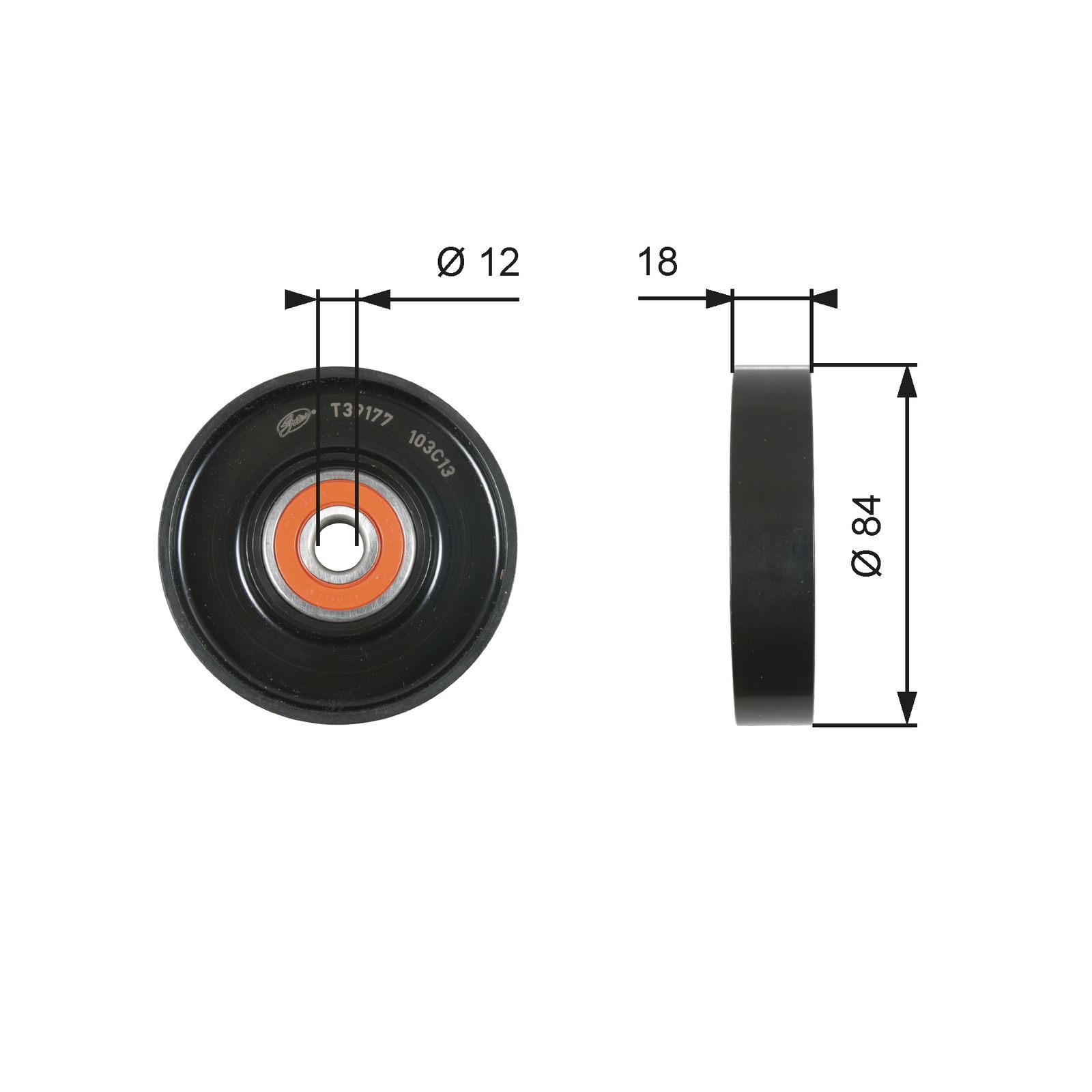 GATES T39177 Tensioner pulley, v-ribbed belt
