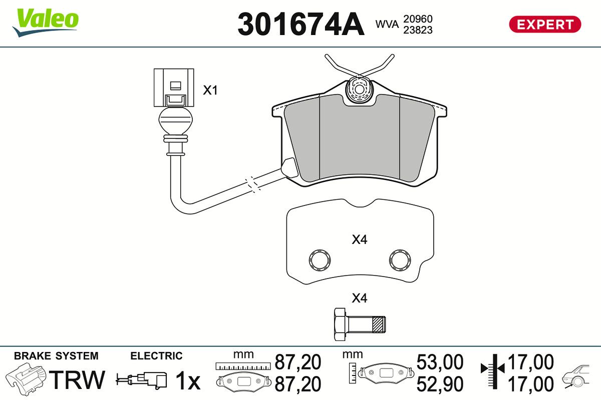 VALEO 301674A Brake pad set, disc brake