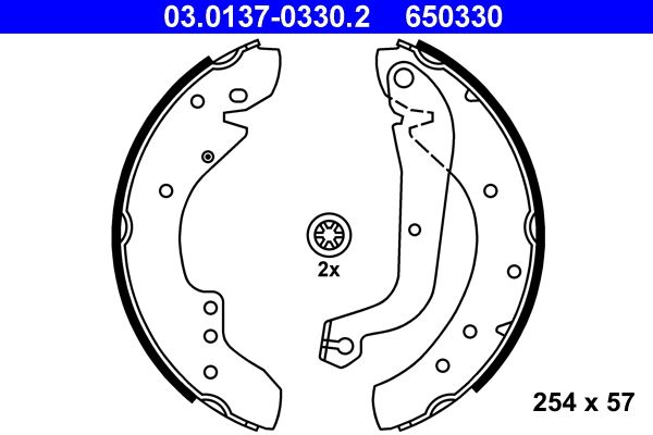 ATE 03.0137-0330.2 Brake shoe set