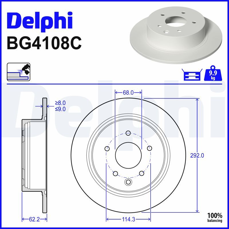 DELPHI BG4108C Brake disc