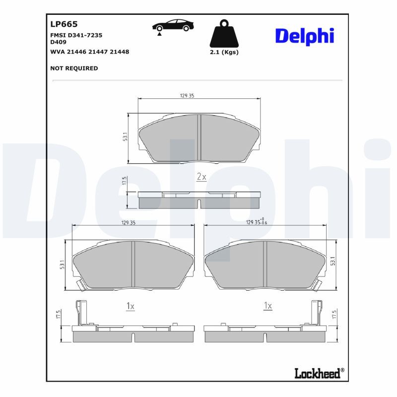DELPHI LP665 Brake pad set, disc brake