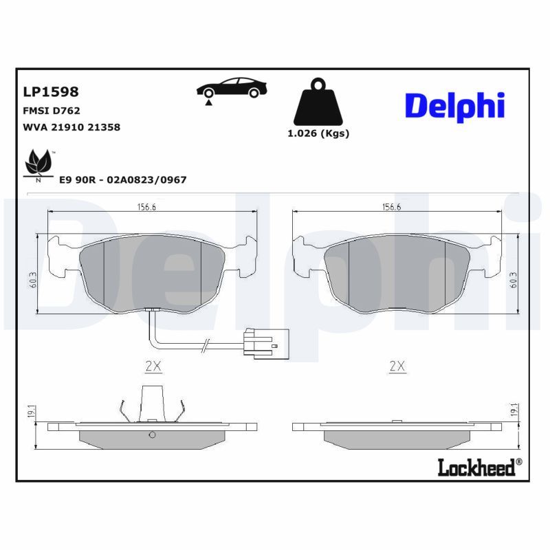 DELPHI LP1598 Brake pad set, disc brake