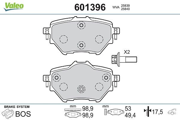 VALEO 601396 Brake pad set, disc brake
