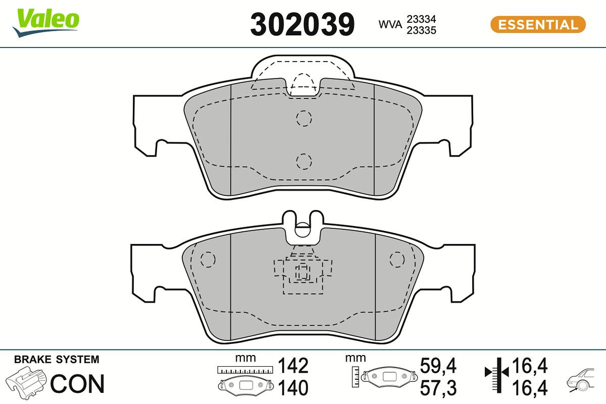 VALEO 302039 Brake pad set, disc brake