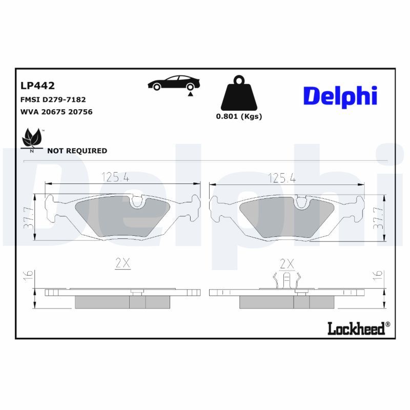 DELPHI LP442 Brake pad set, disc brake