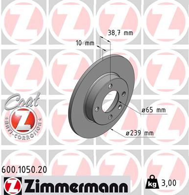 ZIMMERMANN 600.1050.20 Brake disc