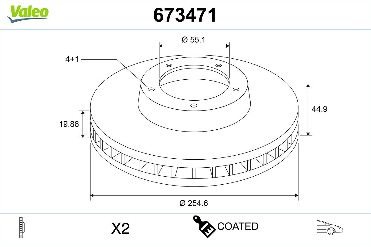 VALEO 673471 Brake disc