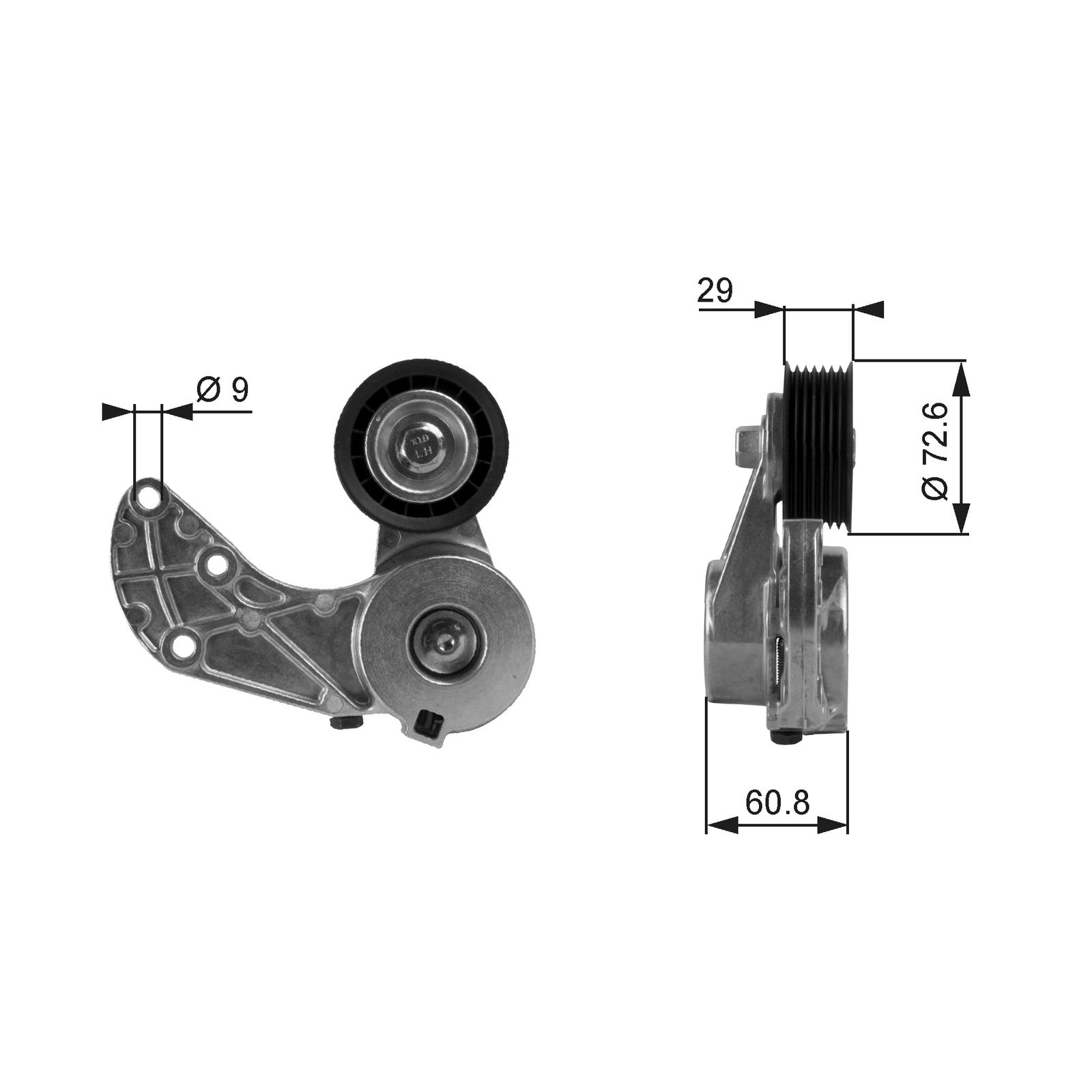 GATES T38317 Belt tensioner, v-ribbed belt