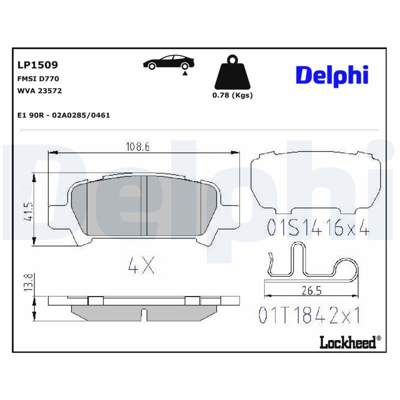 DELPHI LP1509 Brake pad set, disc brake