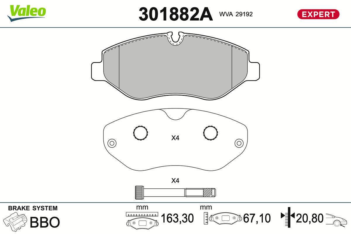 VALEO 301882A Brake pad set, disc brake