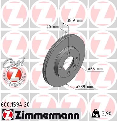 ZIMMERMANN 600.1594.20 Brake disc