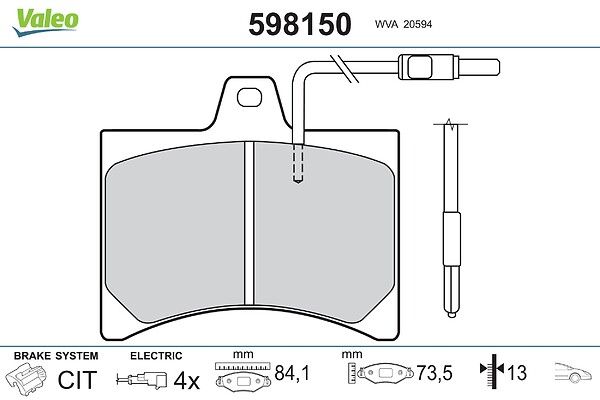 VALEO 598150 Brake pad set, disc brake