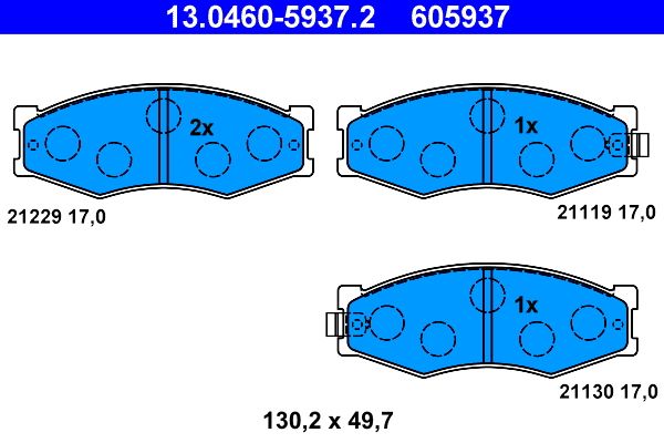 ATE 13.0460-5937.2 Stabdžių trinkelių rinkinys, diskinis stabdys