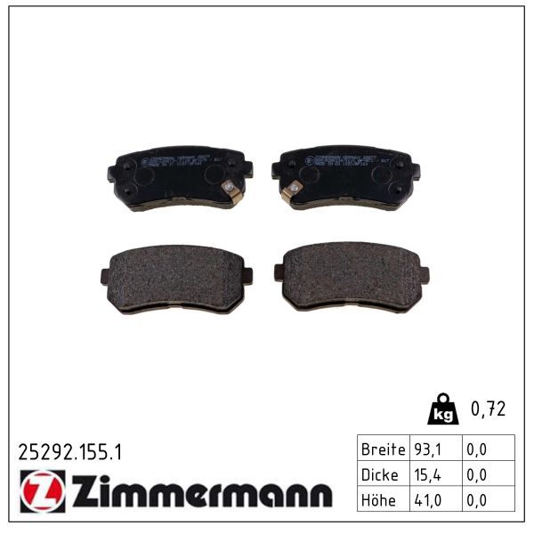 ZIMMERMANN 25292.155.1 Brake pad set, disc brake