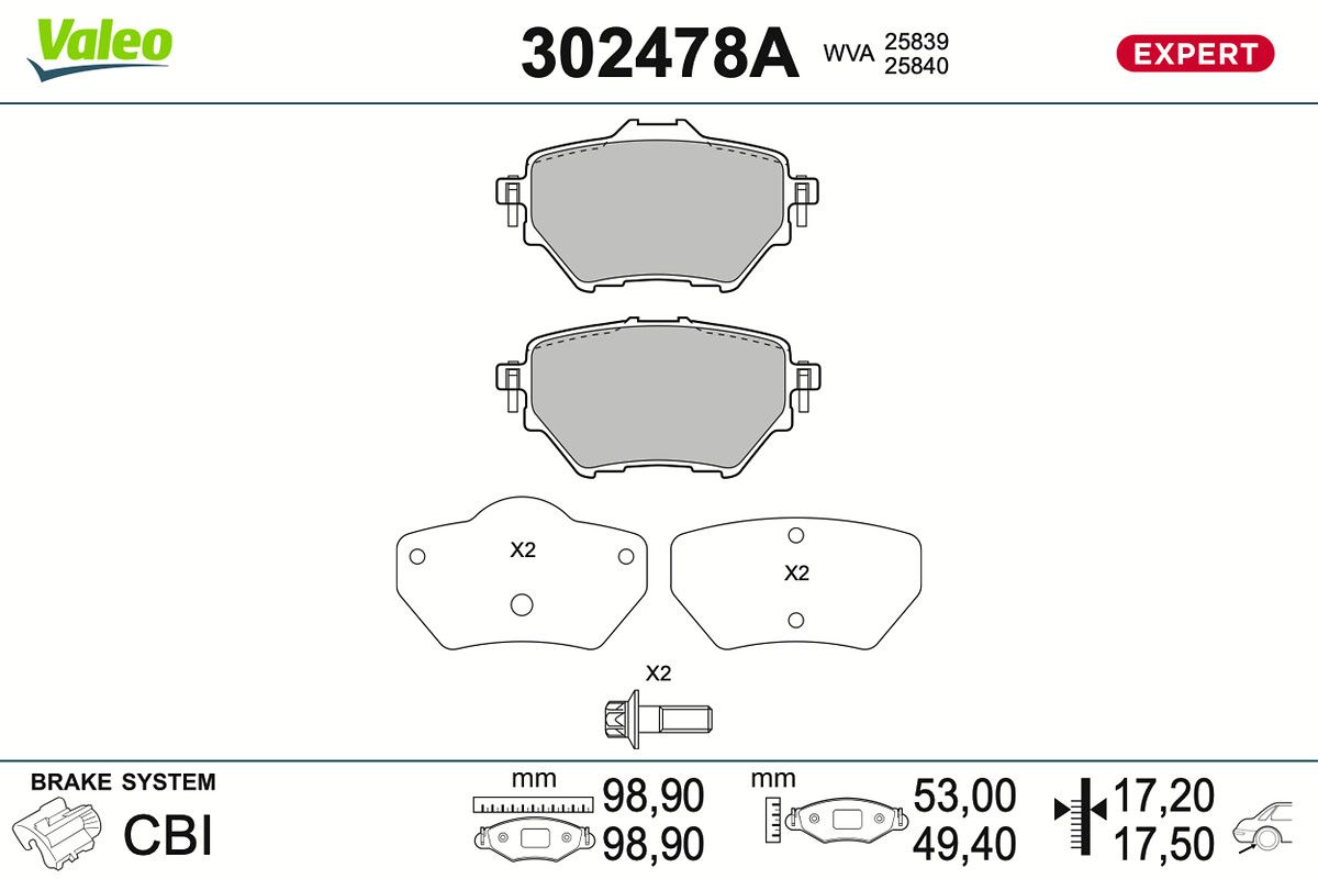 VALEO 302478A Brake pad set, disc brake