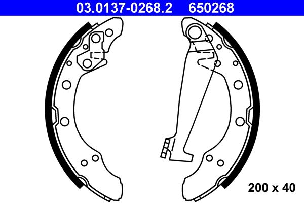 ATE 03.0137-0268.2 Brake shoe set