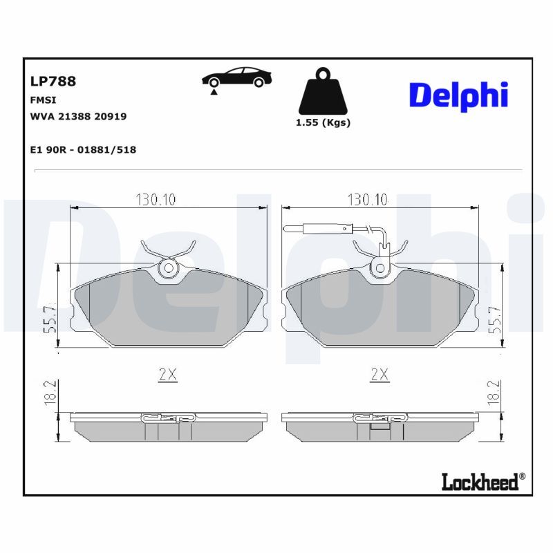 DELPHI LP788 Brake pad set, disc brake
