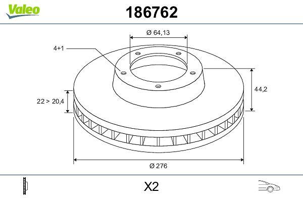VALEO 186762 Brake disc