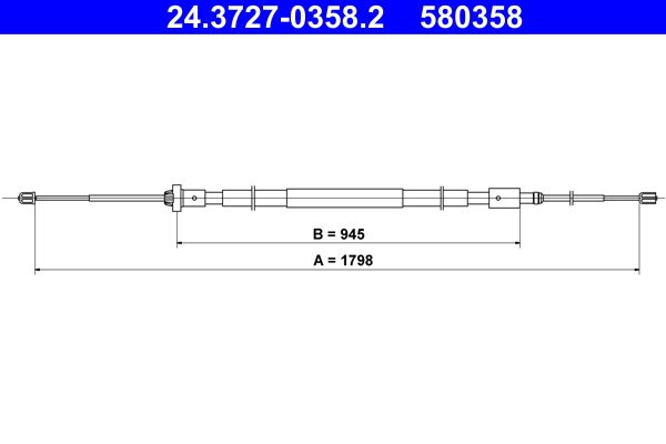 ATE 24.3727-0358.2 Cable pull, parking brake