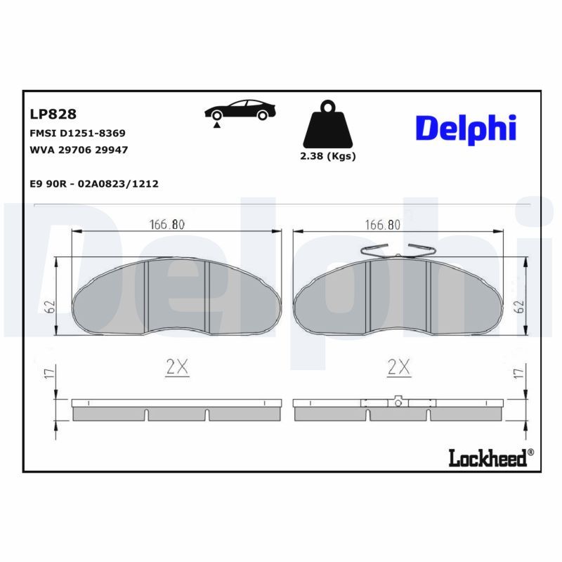 DELPHI LP828 Brake pad set, disc brake