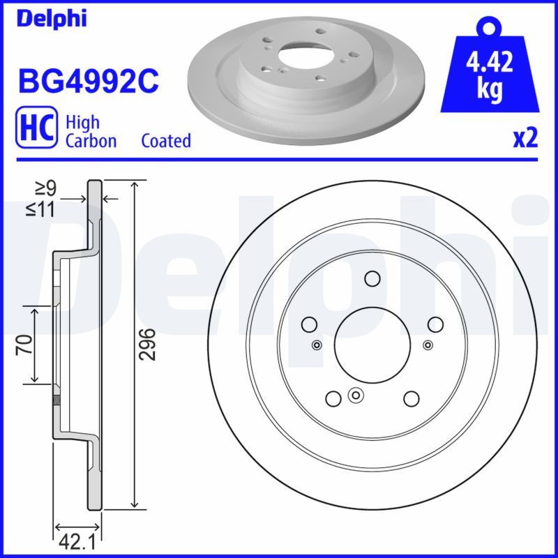 DELPHI BG4992C Brake disc