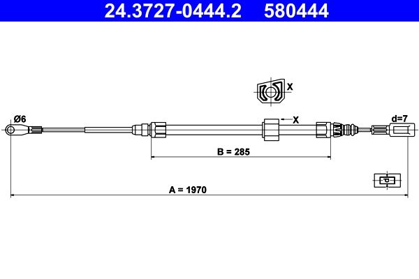 ATE 24.3727-0444.2 Cable pull, parking brake
