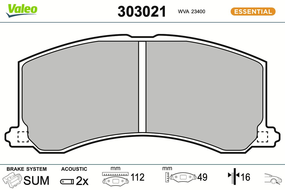 VALEO 303021 Brake pad set, disc brake
