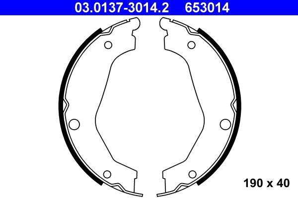 ATE 03.0137-3014.2 Brake shoe set, parking brake
