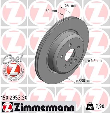 ZIMMERMANN 150.2953.20 Brake disc