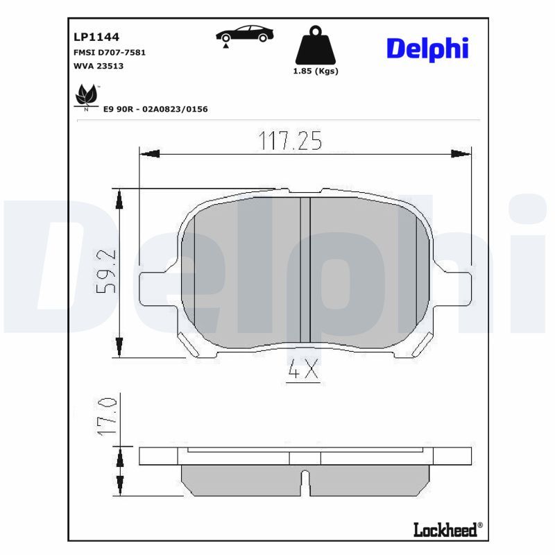 DELPHI LP1144 Brake pad set, disc brake