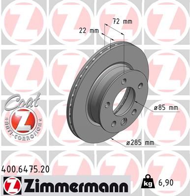 ZIMMERMANN 400.6475.20 Brake disc