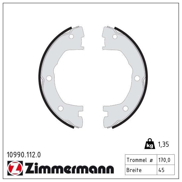 ZIMMERMANN 10990.112.0 Brake shoe set, parking brake